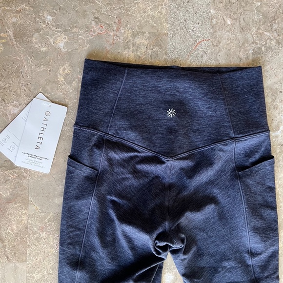 NWT Athleta Salutation Stash Pocket II Softluxe Tight Navy Blue Small - Picture 6 of 6